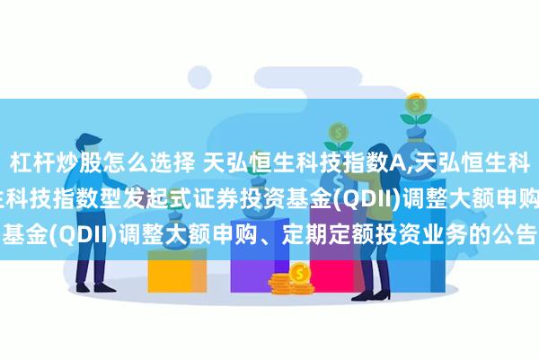 杠杆炒股怎么选择 天弘恒生科技指数A,天弘恒生科技指数C: 关于天弘恒生科技指数型发起式证券投资基金(QDII)调整大额申购、定期定额投资业务的公告