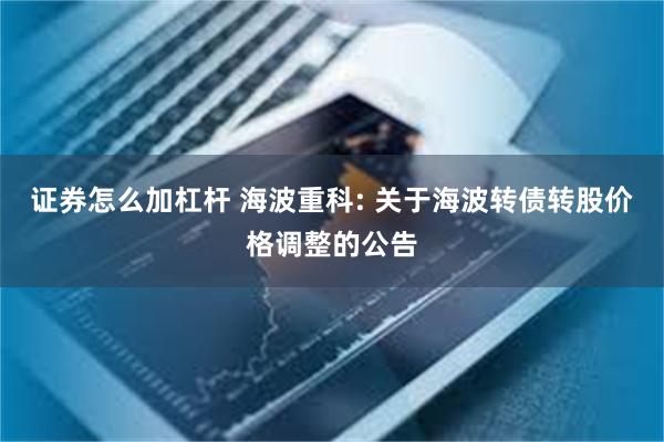 证券怎么加杠杆 海波重科: 关于海波转债转股价格调整的公告